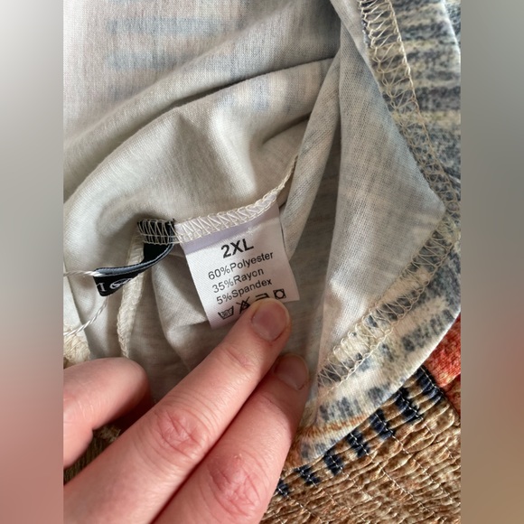 Lomon Patchwork Blouse Top NWT 3/4 Bishop sleeve. Woman’s Size:2XL - Picture 8 of 9